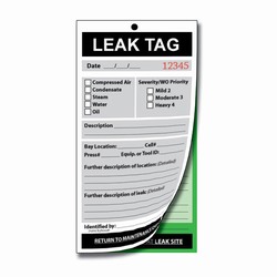 LT202 - Energy Conservation Leak Tags, Leak prevention, air leak prevention, water leak prevention, air and water waste, high pressure air savings, energy conservation for manufacturing facilities