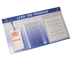 LTB101 - Energy Conservation Leak Tag Board, Leak prevention, air leak prevention, water leak prevention, air and water waste, high pressure air savings, energy conservation for manufacturing facilities