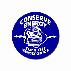 ed107 - Energy Conservation 2" Round Decal, Turn Me Off Decals‚ 1 Square Decals,Energy Conservation Stickers, Energy Stickers, Energy Savings Stickers, Butt-cut Energy Labels, Vinyl Energy Decals, Vinyl Energy Labels, Vinyl Energy Stickers