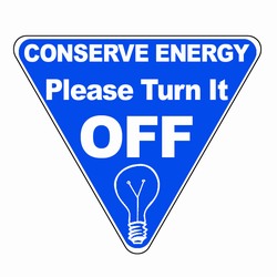 ed102 - Energy Conservation Vinyl Decal 2.5"inches, Turn Me Off Decals‚ 1 Square Decals,Energy Conservation Stickers, Energy Stickers, Energy Savings Stickers, Butt-cut Energy Labels, Vinyl Energy Decals, Vinyl Energy Labels, Vinyl Energy Stickers