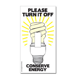 ed112 - Energy Conservation Lightswitch Decal - 2 1/4" x 4 1/4"