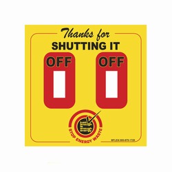 AI-edltsw203-05-DBL - 2 Color Thanks for Shutting It Off Stop Energy Waste Energy Conservation Double Lightswitch Decal - 4 1/4" x 4 1/4"