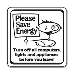 ed098 - Energy Conservation 2.5" Square Decal, Turn Me Off Decals‚ 1 Square Decals,Energy Conservation Stickers, Energy Stickers, Energy Savings Stickers, Energy Labels, Vinyl Energy Decals, Vinyl Energy Labels, Vinyl Energy Stickers