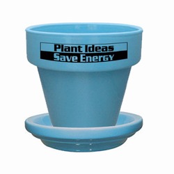 eh040-01 - Energy 5-1/2" Flower Pot With Saucer, Energy Conservation Handouts, Energy Conservation Gift, Energy Conservation Incentive
