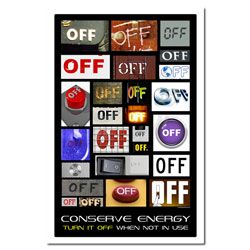 AI-ep416 - "Turn it OFF" Energy Conservation Poster, Energy Conservation Plackard, Energy Conservation Sign, Save Energy Sign, Energy Waste Sign, Energy Savings Sign Energy Conservation Bulletin, Energy Conservation Posters