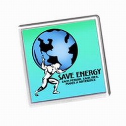 AI-prg0010-03- Energy Handout Coaster, Energy Conservation Coaster with Atlas Saving the World. Energy Conservation Handouts, Energy Conservation Gift, Energy Conservation Incentive