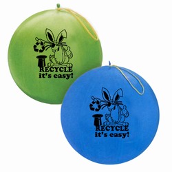 AI-prg005-06 - Rabbit Recycling 16" Punch Ball, Recycling Incentive, Recycling Promotional Ideas, Recycling Promo Gifts, Recycling Gifts for Tradeshows, recycling ad specialties