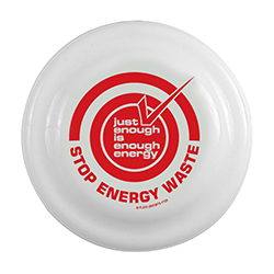 AI-prg006-02 - Just Enough Energy 9" Frisbee Flyer, Recycling Incentive, Recycling Promotional Ideas, Recycling Promo Gifts, Recycling Gifts for Tradeshows, recycling ad specialties