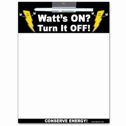 AI-prg009-05 - Energy Conservation Wipe-Off MEMO BOARD 8.5x11, Energy Conservation Handouts, Energy Conservation Gift, Energy Conservation Incentive
