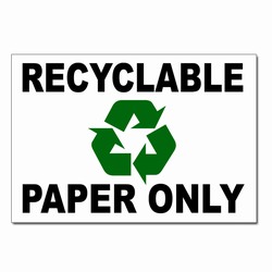 rd016 - Recycling Decal, 5" x 7" PAPER ONLY, Butt-cut Recycling Labels, Vinyl Recycling Decals, Vinyl Recycling Labels, Vinyl Recycling Stickers
