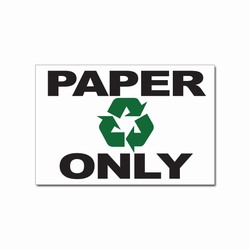 rd016-02 - Recycling Decal, 6" x 4" PAPER ONLY, Butt-cut Recycling Labels, Vinyl Recycling Decals, Vinyl Recycling Labels, Vinyl Recycling Stickers