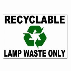 rd017 - Recycling Decal, 7" x 5" LAMP WASTE ONLY, Butt-cut Recycling Labels, Vinyl Recycling Decals, Vinyl Recycling Labels, Vinyl Recycling Stickers