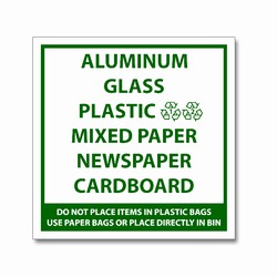 rd033a - LARGE 7" Square Recycling Decal Green-Imprint , Recycling Stickers, Butt-cut Recycling Labels, Vinyl Recycling Decals, Vinyl Recycling Labels, Vinyl Recycling Stickers