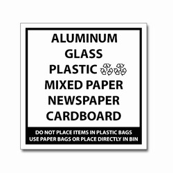 rd033b - LARGE 7" Square Recycling Decal Black-Imprint, Recycling Stickers, Butt-cut Recycling Labels, Vinyl Recycling Decals, Vinyl Recycling Labels, Vinyl Recycling Stickers