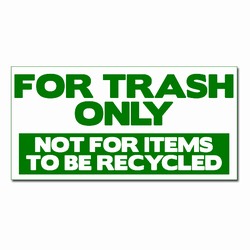 rd121 - Recycling Decal  2 1/4" x 4" Green One-Color Imprint on White Vinyl, Recycling Stickers, Butt-cut Recycling Labels, Vinyl Recycling Decals, Vinyl Recycling Labels, Vinyl Recycling Stickers