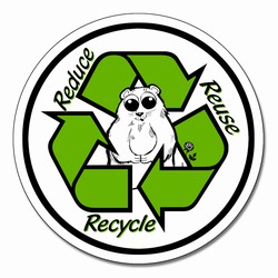 rd012 - Vinyl Recycling Decal 4" round green, black and white, Recycling Stickers, Butt-cut Recycling Labels, Vinyl Recycling Decals, Vinyl Recycling Labels, Vinyl Recycling Stickers