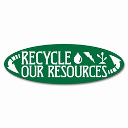 rd023 - Recycling Oval Decal, Recycling Stickers, Butt-cut Recycling Labels, Vinyl Recycling Decals, Vinyl Recycling Labels, Vinyl Recycling Stickers