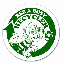 rd025 - Recycling Decal 5" CLEAR, Recycling Stickers, Butt-cut Recycling Labels, Vinyl Recycling Decals, Vinyl Recycling Labels, Vinyl Recycling Stickers