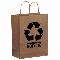 rh031 - Recycling Brown Paper Shopping Bag 8" x 10", Recycling Incentive, Recycling Promotional Ideas, Recycling Promo Gifts, Recycling Gifts for Tradeshows, recycling ad specialties