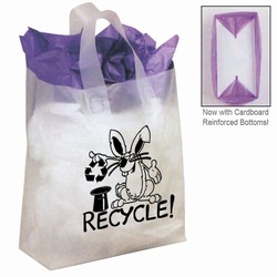 rh032 - Recycling Frosted Shopping Bag 8" x 10", Recycling Incentive, Recycling Promotional Ideas, Recycling Promo Gifts, Recycling Gifts for Tradeshows, recycling ad specialties