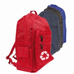 rh075 - Recycling Medium Nylon Backpack, Recycling Incentive, Recycling Promotional Ideas, Recycling Promo Gifts, Recycling Gifts for Tradeshows, recycling ad specialties