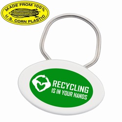 rh051-07 - Recycling Corn Oval Keyring , Recycling Incentive, Recycling Promotional Ideas, Recycling Promo Gifts, Recycling Gifts for Tradeshows, recycling ad specialties