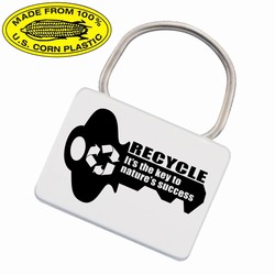rh051-09 - Recycling Rectangular Corn Keyring, Recycling Incentive, Recycling Promotional Ideas, Recycling Promo Gifts, Recycling Gifts for Tradeshows, recycling ad specialties