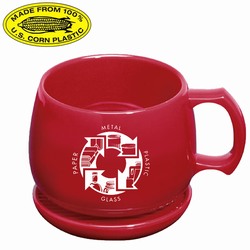 rh051-02 - Recycling Corn Mug Souper/Coaster/Lid Set 12oz., Recycling Incentive, Recycling Promotional Ideas, Recycling Promo Gifts, Recycling Gifts for Tradeshows, recycling ad specialties