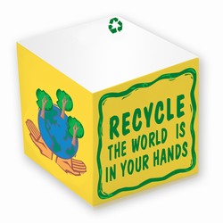 rh027 - Recycling 2 3/8" Adhesive Memo Cube, Energy Conservation Handouts, Energy Conservation Gift, Energy Conservation Incentive