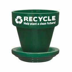 rh003-01 - Recycling 5-1/2" Flower Pot With Saucer, Recycling Incentive, Recycling Promotional Ideas, Recycling Promo Gifts, Recycling Gifts for Tradeshows, recycling ad specialties