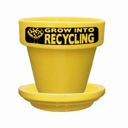 rh003-02 - Recycling 5-1/2" Flower Pot With Saucer, Recycling Incentive, Recycling Promotional Ideas, Recycling Promo Gifts, Recycling Gifts for Tradeshows, recycling ad specialties