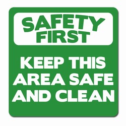sd010-04 - Vinyl Safety First Decal 3.5" square , Safety Sticker, Safety Door Decal, Safety Door Sticker, Safety Label
