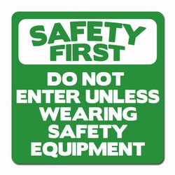 sd010-02 - Vinyl Safety First Decal 3.5" square , Safety Sticker, Safety Door Decal, Safety Door Sticker, Safety Label