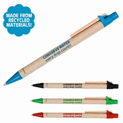 AI-whpen014 - Water Themed Recycled Materials Click Pen, Recycling Promo Gifts, Recycling Gifts for Tradeshows, recycling ad specialties